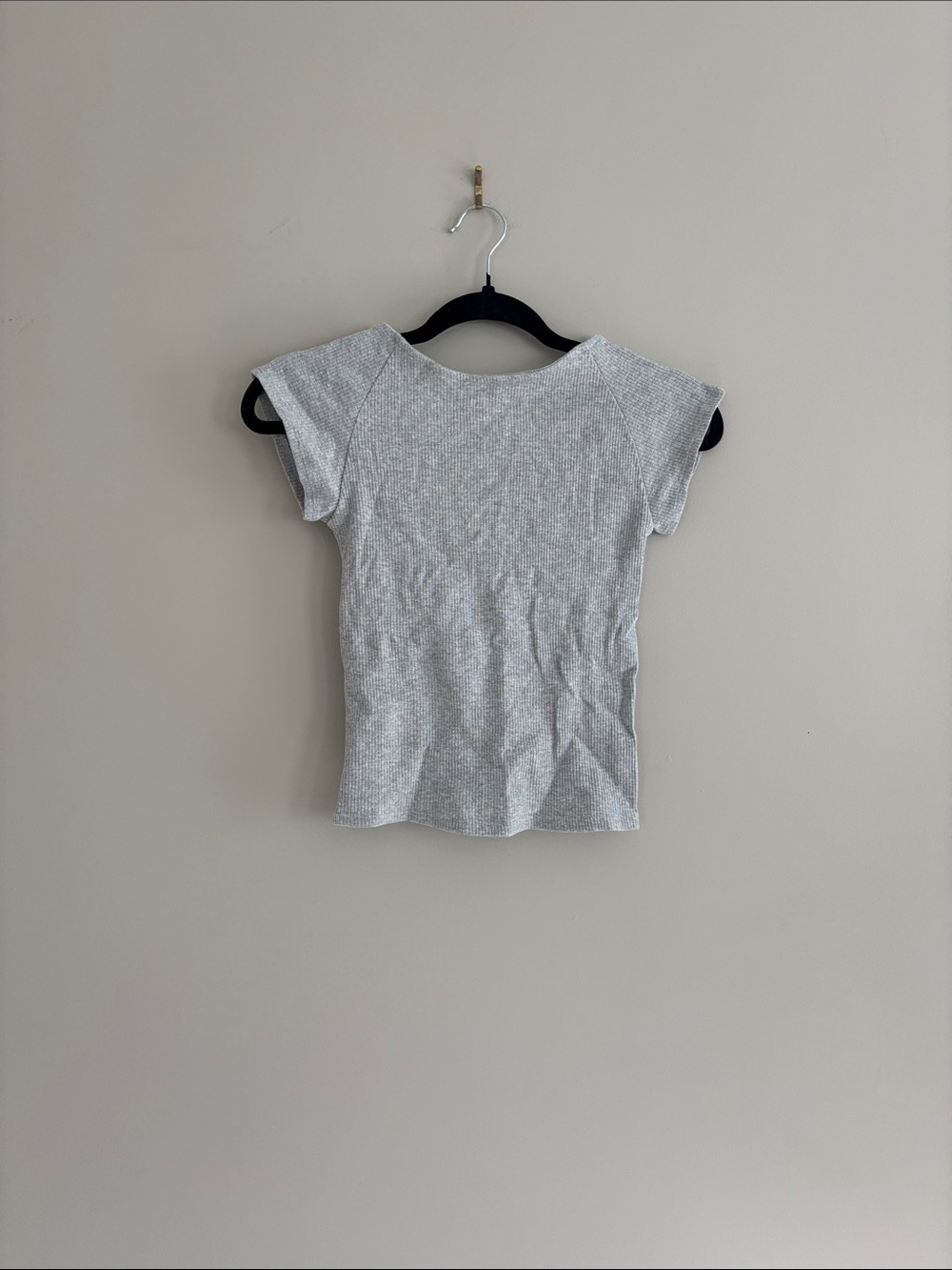 aerie Light Gray Ribbed Short Sleeve Tee